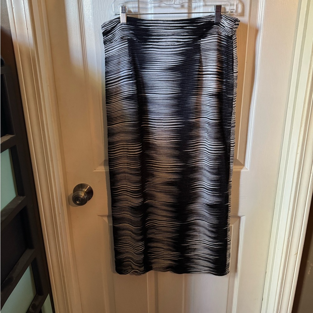 Cato Black and White Striped Midi Skirt